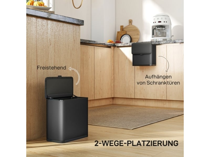Poubelle noire 8 l en inox, à poser ou à suspendre, compacte et pratique - Conforama B
