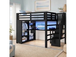 Lit mezzanine 140x200 cm <strong>OKMYHOME</strong>  <strong></strong> coloris noir