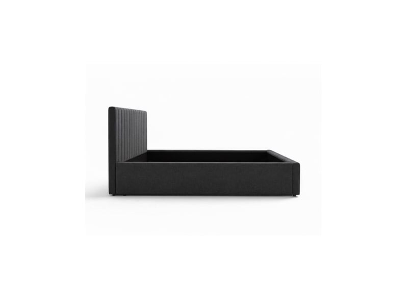  Lit double eloria 180x200 gris anthracite avec tête de lit capitonnée  - Conforama D