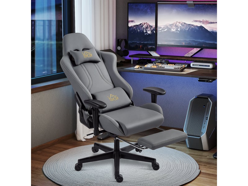 Chaise gaming ergonomique, fauteuil gamer avec accoudoirs 3d 72x76x132cm, gris  - Conforama C