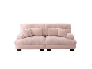 Canapé droit compressé fixe <strong>HAVRYA</strong> <strong></strong> 2 places Tissu rose poudré