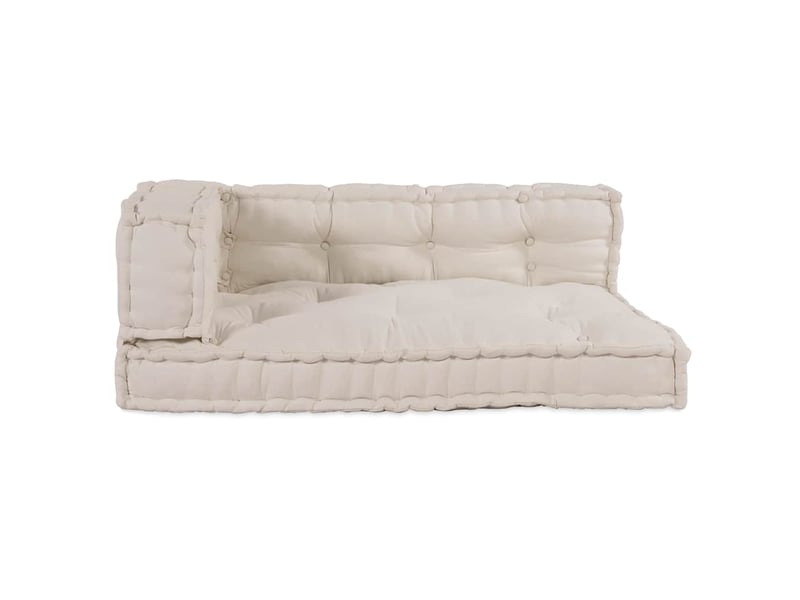  Coussin de canapé sur palette, coussin de chaise 3 pc tissu crème 120 x 80 x 34 cm cf54208  - Conforama A