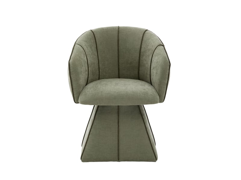 Fauteuil pivotant en chenille vert olive, dossier haut ergonomique, pour salon et chambre - Conforama A