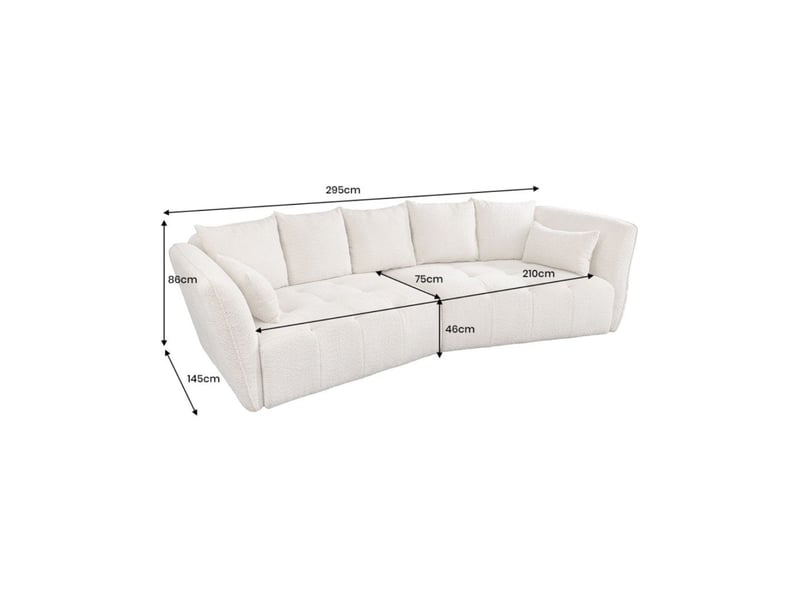  Canapé + pouf imperia blanc champagne capitonné – canapé modulable en tissu bouclette  - Conforama C