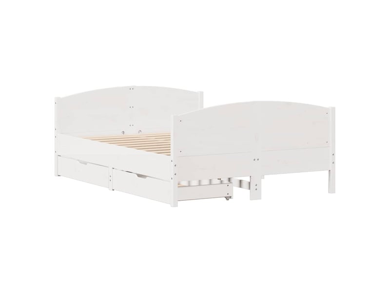  Lit double- lit adulte -  cadre de lit sans matelas blanc 120x200 cm bois de pin massif  - Conforama B