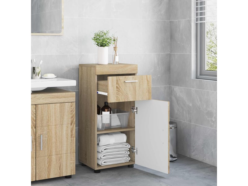  Ensemble d'armoire de salle de bain tulum chêne sonoma cf62982  - Conforama D