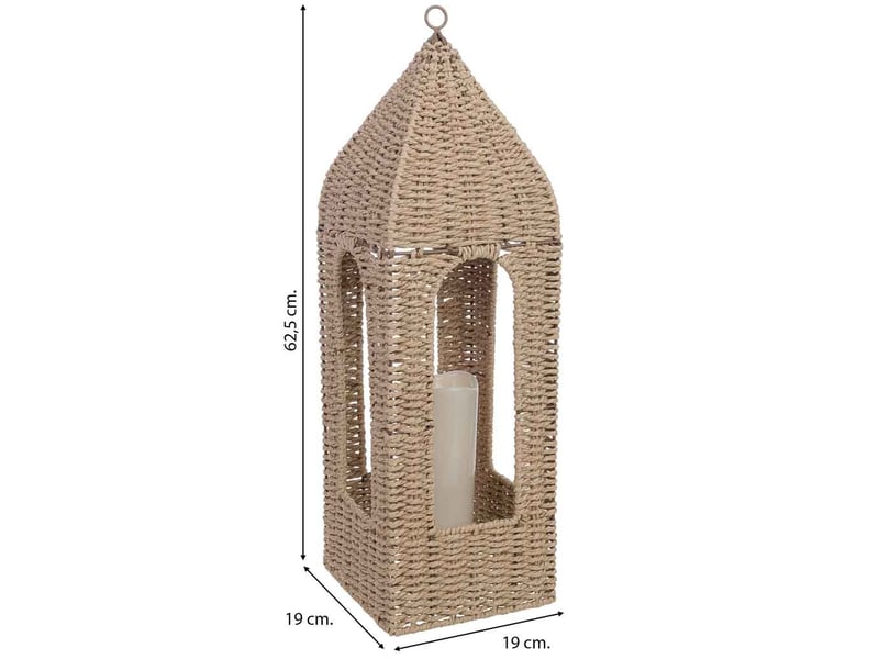 Lanterne en papier marron avec bougie led 19x19x60,562,5h cm - Conforama C