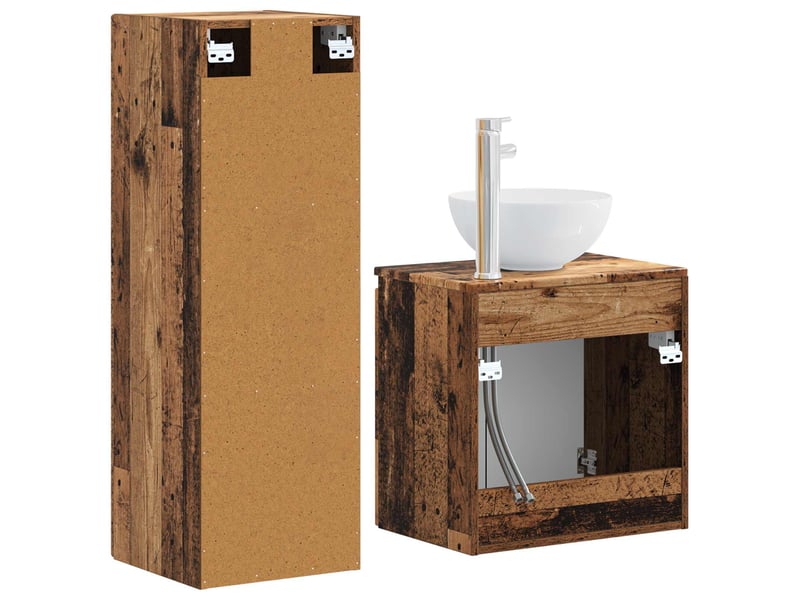  Ensemble de mobilier de salle de bain 2 pcs bois ancien shl937  - Conforama E