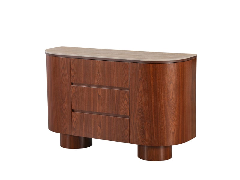  Buffet 2 portes y 3 tiroirs panneau de fibres de bois composite noyer céramique  - Conforama C