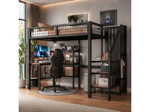 Lit mezzanine 90x200 cm <strong>HAVRYA</strong>  <strong></strong> coloris noir