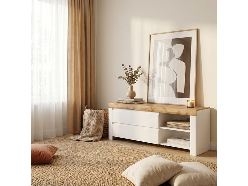  Meuble tv holten avec 2 tiroirs et niche ouverte  - Conforama B