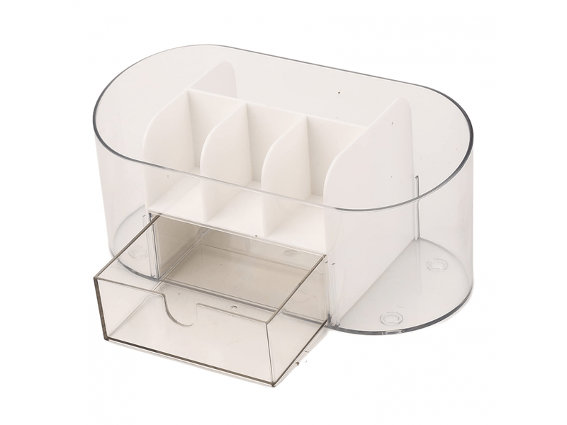  Organiseur de maquillage de bureau transparent à compartiments pour cosmétiques et soins de la peau (blanc)  - Conforama A