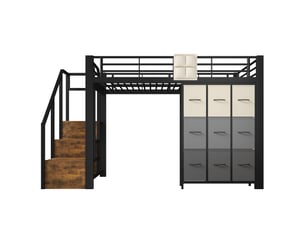 Lit mezzanine 140x200 cm <strong>HNCBB</strong>  <strong></strong> coloris noir