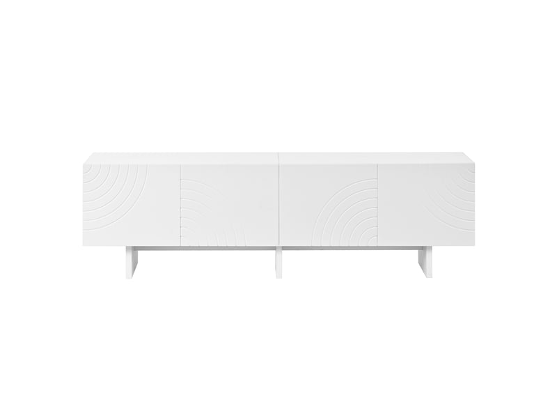  Meuble tv blanc 4 portes motif arche géométrique, façades en relief, cloison centrale, 170 x 35 x 50 cm  - Conforama A