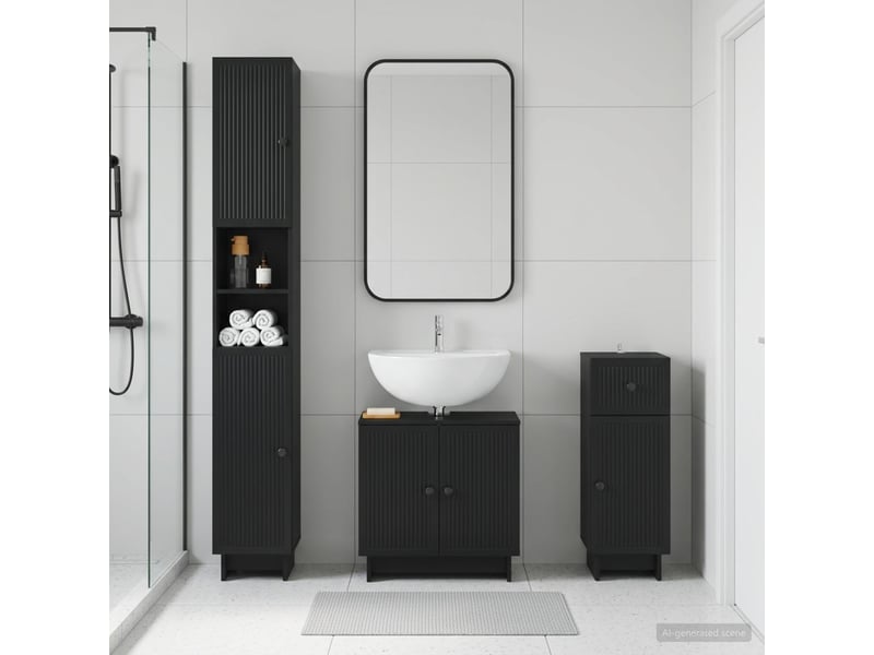 Ensemble de meuble de salle de bain 3 pièces ede noir cf63423 - Conforama B