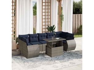 Vidaxl ensemble de canapé de jardin 8 pcs avec coussins gris résine tressée