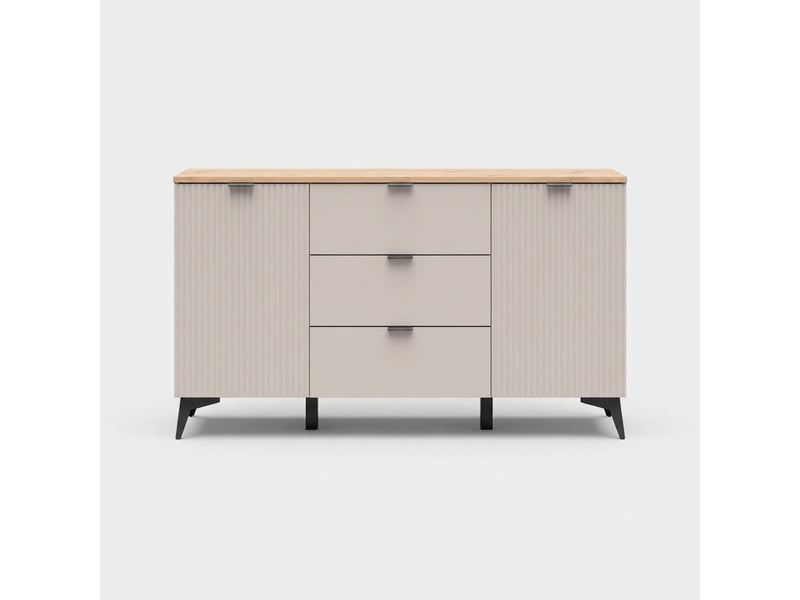  Buffet commode 2 portes 3 tiroirs avec pieds en métal velton  - Conforama A