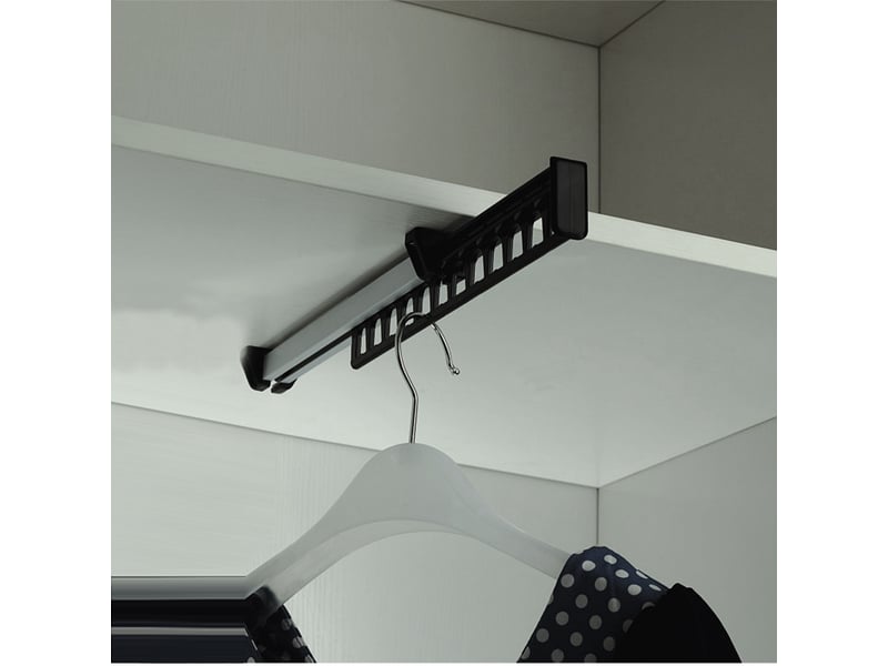  Porte-vêtements armoire garde-robe extractible coulissant pour cintre support portemanteau pour pour 12 cintres longueur 315 mm lot de 1, noir  - Conforama A