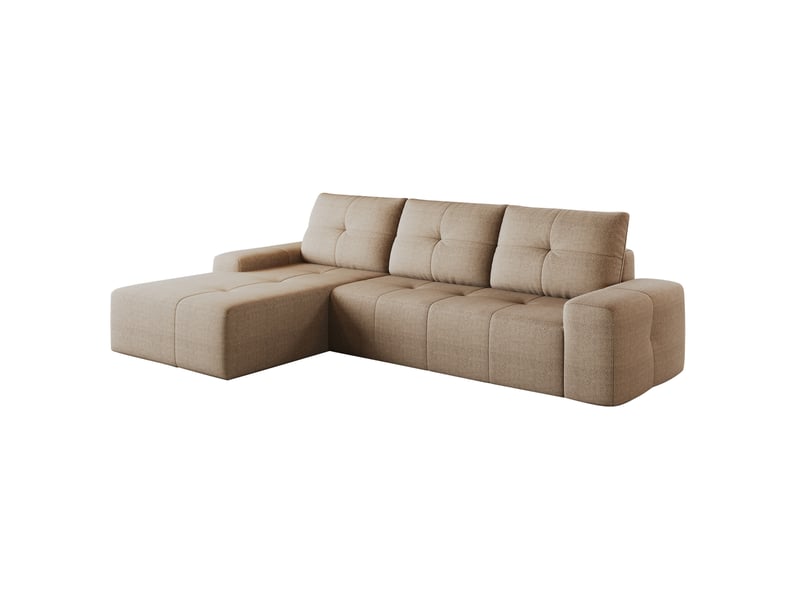 Canapé d’angle 3 places en tissu kaki, 262x172x82 cm - Conforama E
