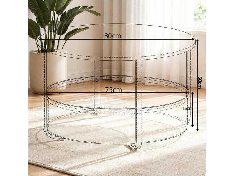  Table basse 80x80x50 cm, panier en toile, meuble d'appoint, rangement salon, salon, en toile et métal, beige et blanc  - Conforama C