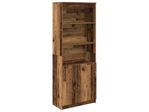 Buffet haut - bahut - meuble de rangement vieux bois 70x35x180 cm bois d'ingénierie