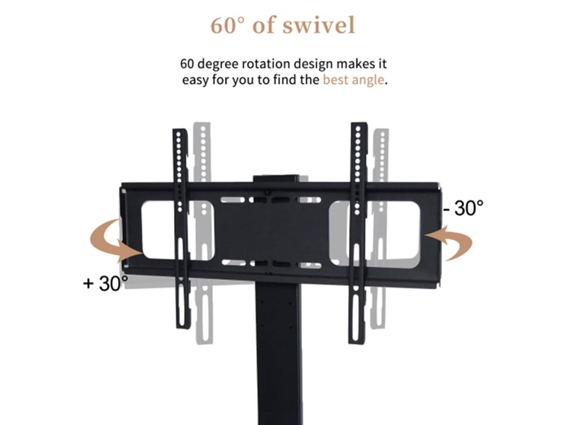  Meuble tv aspect bois verre trempé noir support tv réglable en hauteur centre de divertissement pivotant multidirectionnel fixation murale coloris brun  - Conforama D