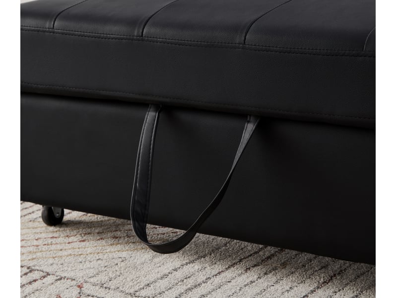 Canapé convertible 2 places noir extensible avec rangement intégré dossier réglable 3 positions structure métal bois - Conforama R