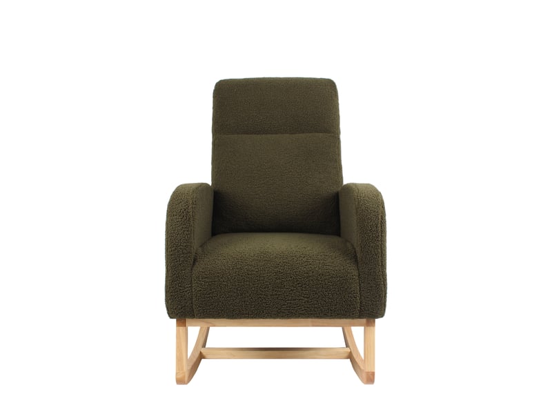  Fauteuil à bascule - fauteuil berçant moderne à dossier haut en polaire douce, idéal pour l'allaitement, vert  - Conforama B