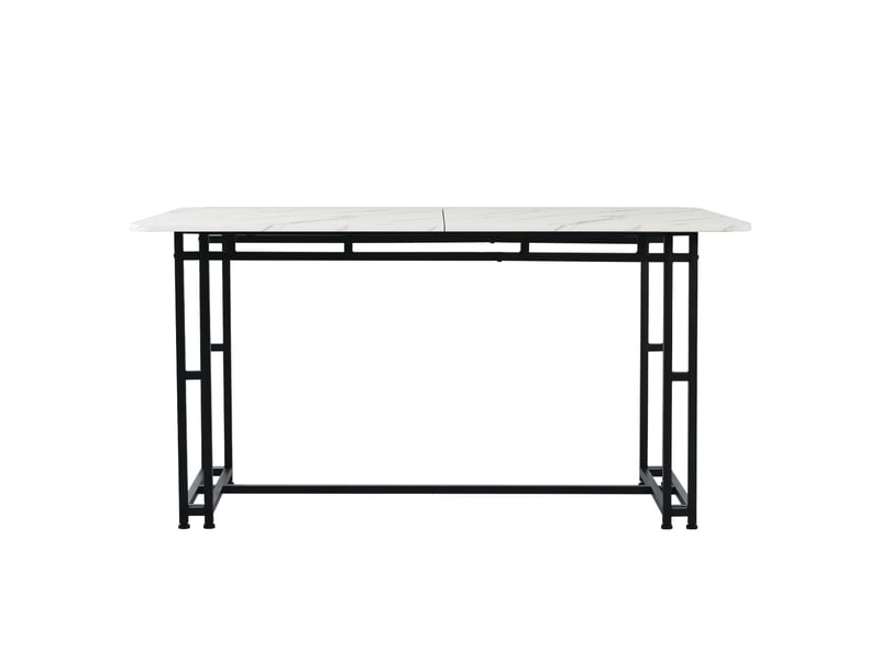 Table à manger rectangulaire moderne 140 x 80 cm, style luxueux, pieds en métal noir - Conforama A