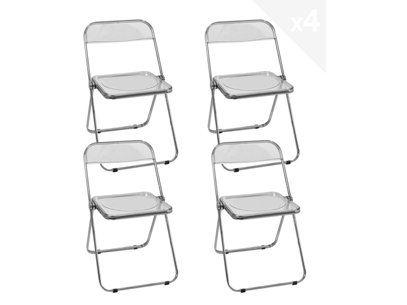  Lot de 4 chaises pliantes rama transparentes style rétro avec structure chromée 197-RAMA - Conforama A