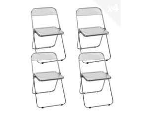 Lot de 4 chaises pliantes rama transparentes style rétro avec structure chromée