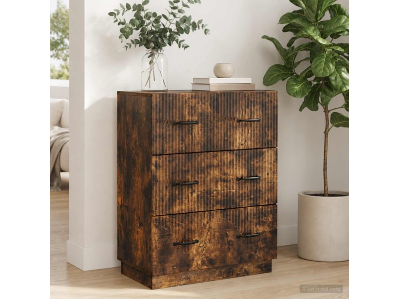  Armoire de rangement bureau, armoire à tiroirs chêne fumé 66 x 34,5 x 87 cm  - Conforama B