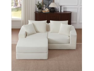 Canapé modulable 3 places convertible avec base antidérapante en velours côtelé blanc 259,5 × 96 × 80 cm