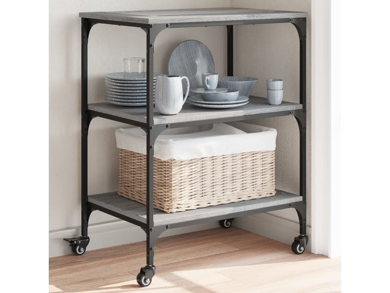  Chariot de cuisine, chariot de rangement sonoma gris 60x41x76 cm bois d'ingénierie  - Conforama B