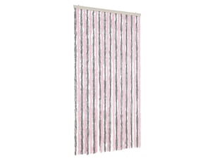 Rideau anti-mouches, moustiquaire gris argenté et rose 100x200 cm chenille cf43522