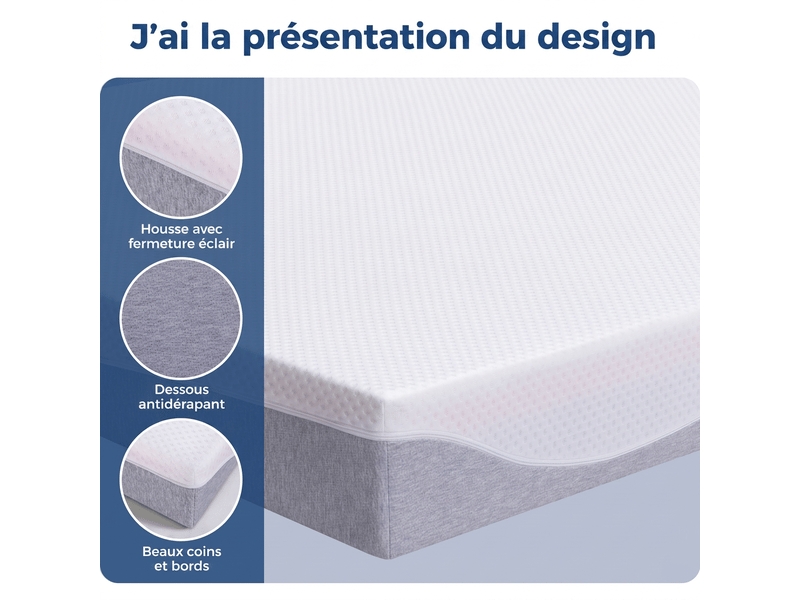  Matelas mousse 160x200 épaisseur 20 cm réversible h3 h4, déhoussable oeko-tex  - Conforama E