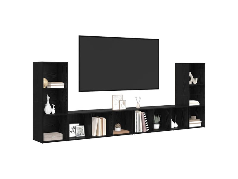  Ensemble meuble tv - banc tv - meuble de rangement 4 pcs chêne noir bois d'ingénierie  - Conforama C