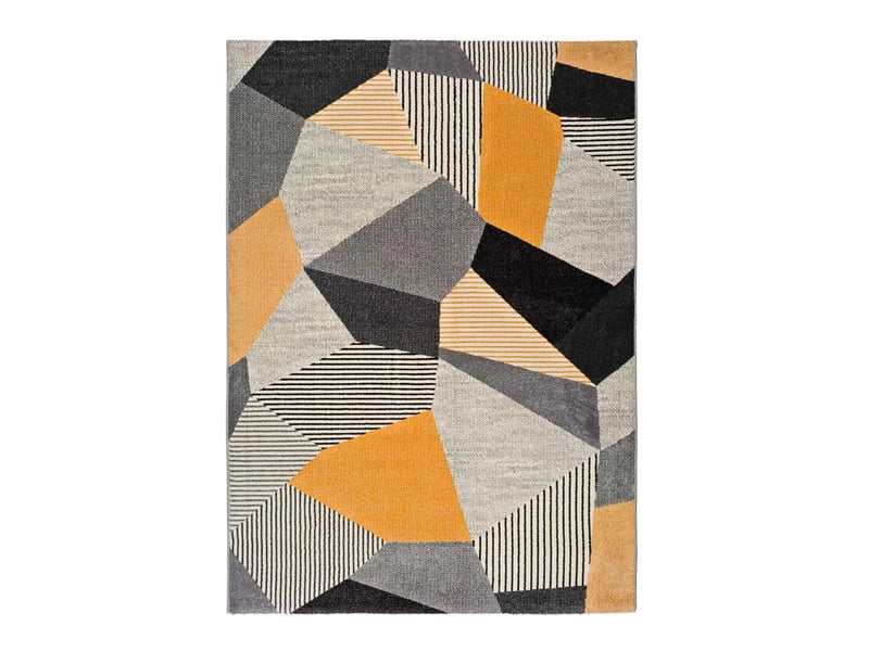  Tapis atticgo gladys rectangulaire gris et moutarde - 100% polypropylène, style moderne 12140 - Conforama A