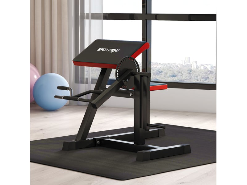 Banc de musculation biceps triceps 105 x 95 x 80 cm noir en simili cuir, siège réglable 5 positions - Conforama B