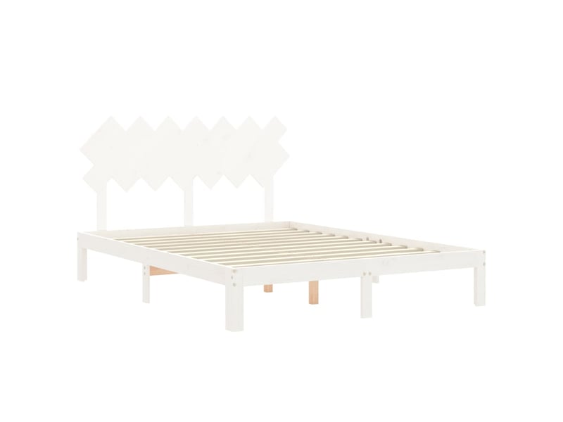  Lit double- lit adulte -  cadre de lit sans matelas blanc 140x200 cm bois de pin massif  - Conforama D