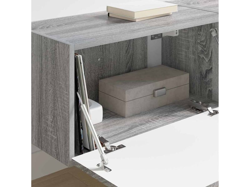  Meuble tv - banc tv - meuble de rangement mural 2 pcs gris sonoma bois d'ingénierie  - Conforama D