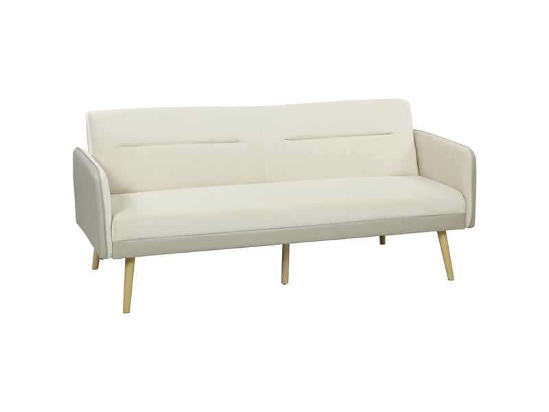  Canapé convertible 3 places 3 en 1, canapé-lit clic-clac, dossier réglable, assise rembourrée, beige, 185 x 84 x 83 cm  - Conforama B