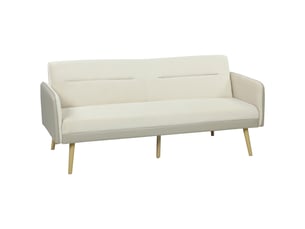 Canapé convertible 3 places 3 en 1, canapé-lit clic-clac, dossier réglable, assise rembourrée, beige, 185 x 84 x 83 cm
