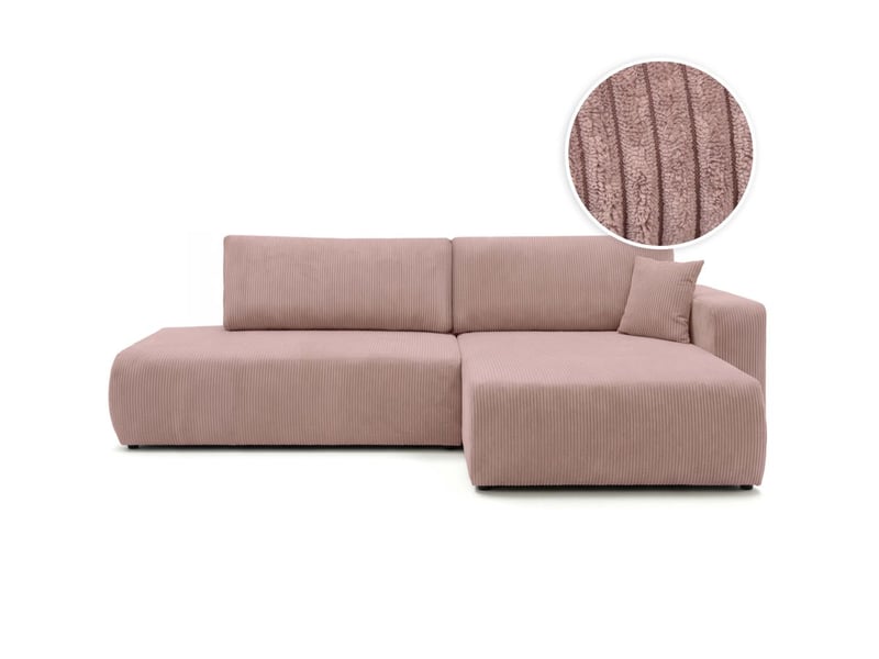  Canapé d'angle max réversible et convertible 5 places alya en velours côtelé - rose ALYA - Conforama A