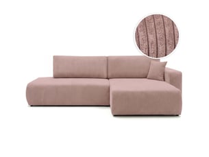 Canapé d'angle droit convertible LOUNGITUDE ALYA 5 places Velours côtelé Rose