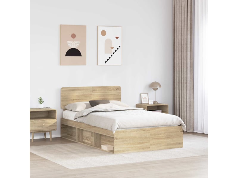  Lit double- lit adulte -  cadre de lit avec tête de lit sonoma 120 x 190 cm pin massif  - Conforama B