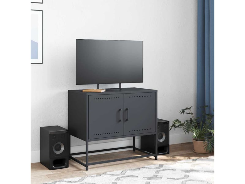  Meuble tv - banc tv - meuble de rangement anthracite 68,5x39x60,5 cm acier  - Conforama C