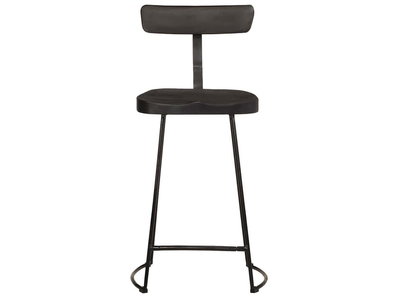  Lot de 2 tabouret de bar, chaise de bar noir 49x43x88 cm bois manguier massif  - Conforama A