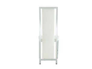Chaise de salle à manger 109 cm revêtement en cuir pu blanc lot de 2 pièces style minimaliste européen cadre métallique à finition argentée détail argenté