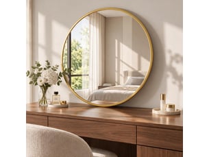 Miroir de salle de bain coloris doré <strong>NAHILIMI</strong> <strong></strong> - 75 cm x 75 cm